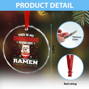 Xmas Kawaii Cat Ramen Crystal Glass Ornament Powered By Ramen Japanese Noodle Anime Manga TS09 Print Your Wear