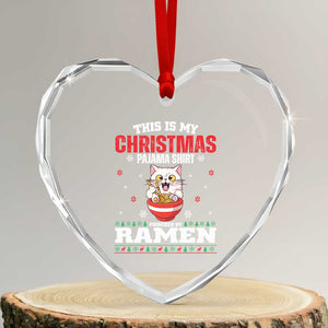 Xmas Kawaii Cat Ramen Heart Crystal Glass Ornament Powered By Ramen Japanese Noodle Anime Manga TS09 Transparent Glass 3'' Heart Print Your Wear