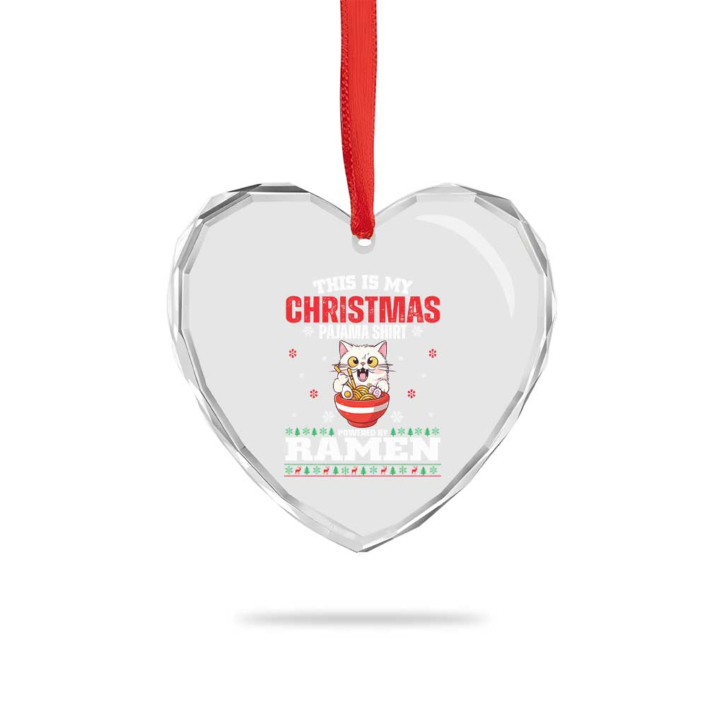 Xmas Kawaii Cat Ramen Heart Crystal Glass Ornament Powered By Ramen Japanese Noodle Anime Manga TS09 Print Your Wear