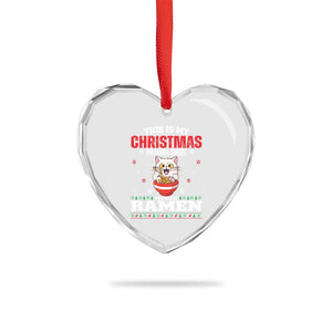 Xmas Kawaii Cat Ramen Heart Crystal Glass Ornament Powered By Ramen Japanese Noodle Anime Manga TS09 Print Your Wear