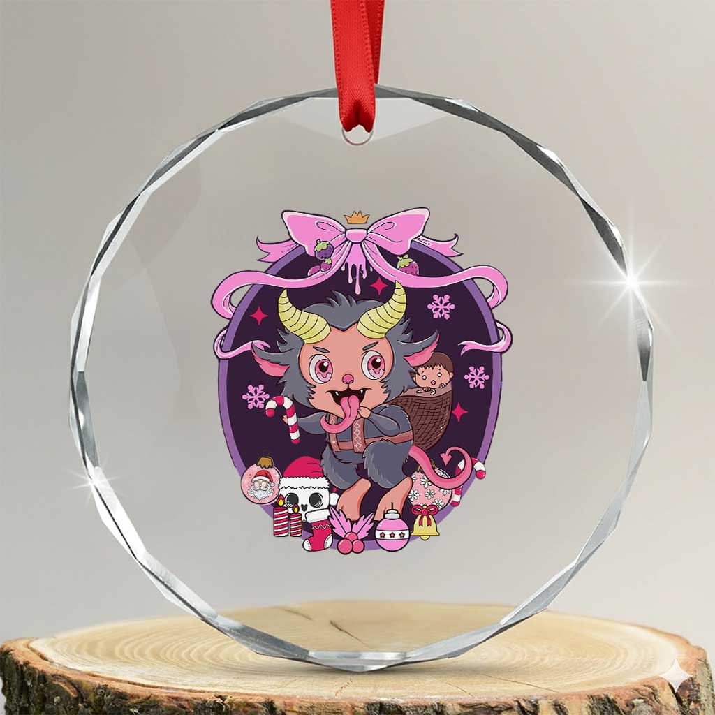 Xmas Kawaii Pastel Krampus Crystal Glass Ornament TS09 Transparent Glass 3'' Circle Print Your Wear