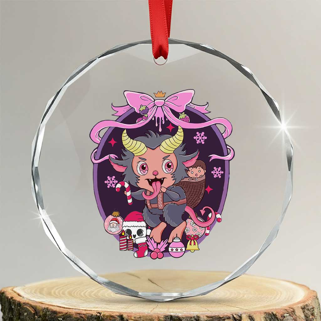 Xmas Kawaii Pastel Krampus Crystal Glass Ornament TS09 Transparent Glass 3'' Circle Print Your Wear