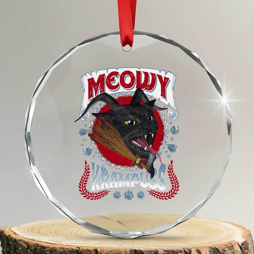 Xmas Krampus Cat Crystal Glass Ornament Meowy Krampuss Black Cat TS09 Transparent Glass 3'' Circle Print Your Wear