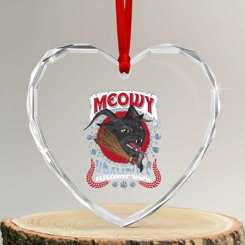 Xmas Krampus Cat Heart Crystal Glass Ornament Meowy Krampuss Black Cat TS09 Transparent Glass 3'' Heart Print Your Wear