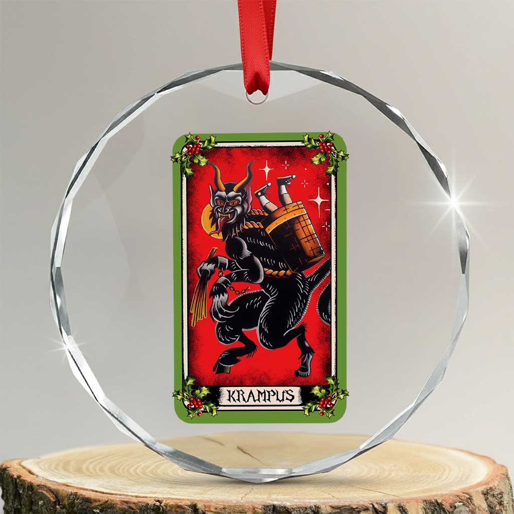 Xmas Krampus Crystal Glass Ornament American Traditional Tarot Card TS09 Transparent Glass 3'' Circle Print Your Wear