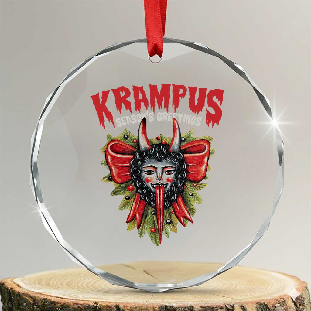 Xmas Krampus Crystal Glass Ornament Season Greeting Coquette Bow Krampus TS09 Transparent Glass 3'' Circle Print Your Wear