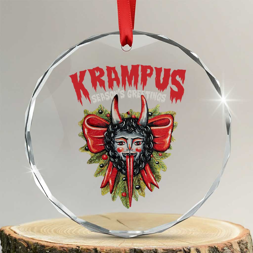 Xmas Krampus Crystal Glass Ornament Season Greeting Coquette Bow Krampus TS09 Transparent Glass 3'' Circle Print Your Wear