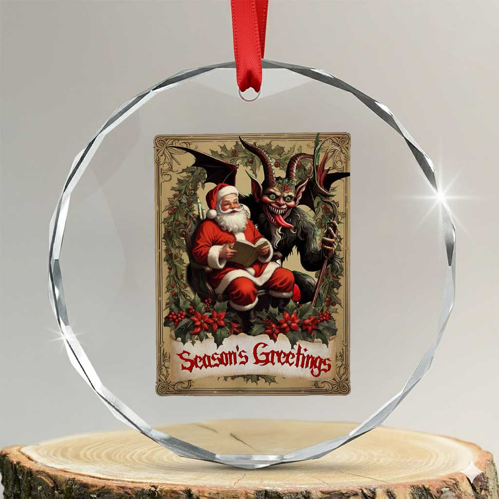 Xmas Krampus Crystal Glass Ornament Season Greeting Vintage Tarot Card TS09 Transparent Glass 3'' Circle Print Your Wear