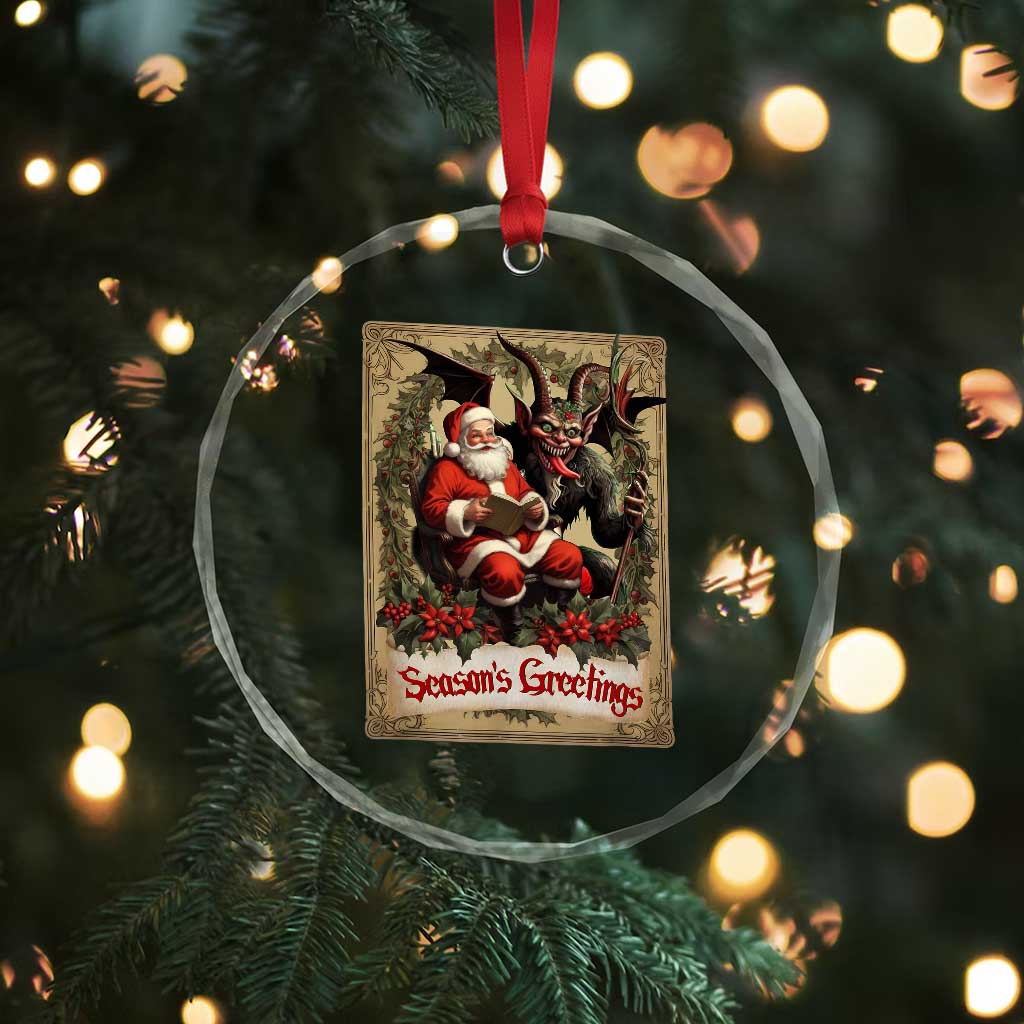 Xmas Krampus Crystal Glass Ornament Season Greeting Vintage Tarot Card TS09 Print Your Wear