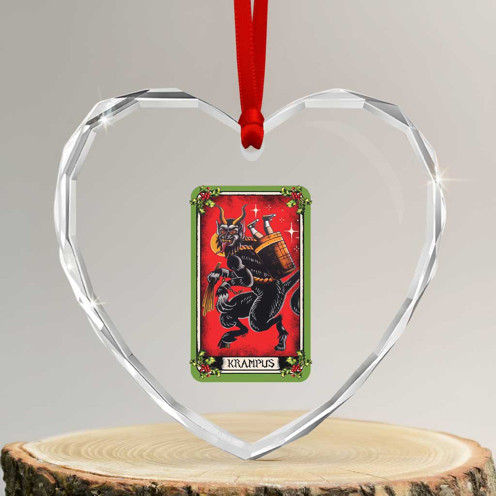 Xmas Krampus Heart Crystal Glass Ornament American Traditional Tarot Card TS09 Transparent Glass 3'' Heart Print Your Wear