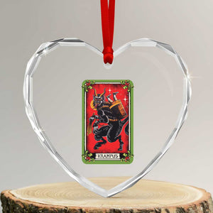 Xmas Krampus Heart Crystal Glass Ornament American Traditional Tarot Card TS09 Transparent Glass 3'' Heart Print Your Wear