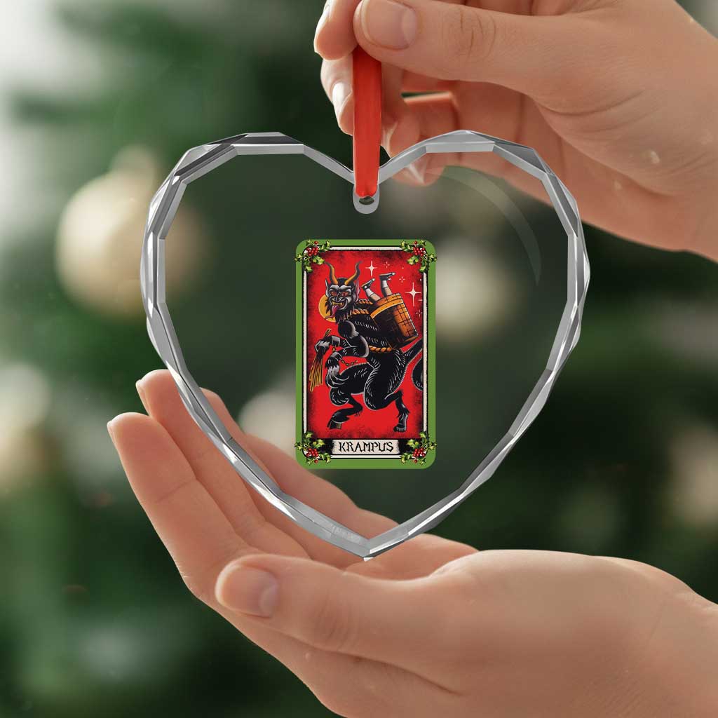 Xmas Krampus Heart Crystal Glass Ornament American Traditional Tarot Card TS09 Print Your Wear
