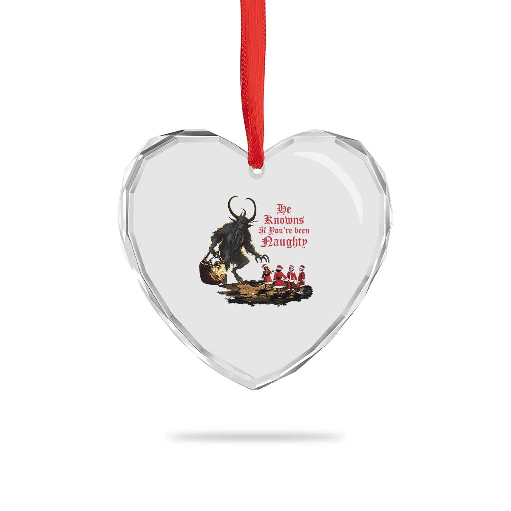 Xmas Krampus Heart Crystal Glass Ornament He Knows If You've Been Naughty TS09 Print Your Wear