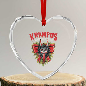 Xmas Krampus Heart Crystal Glass Ornament Season Greeting Coquette Bow Krampus TS09 Transparent Glass 3'' Heart Print Your Wear