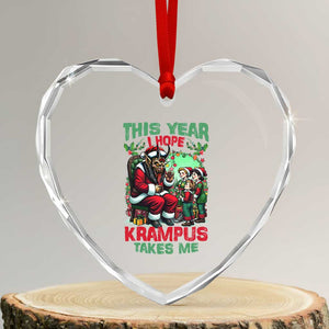 Xmas Krampus Heart Crystal Glass Ornament This Year I Hope Krampus Takes Me TS09 Transparent Glass 3'' Heart Print Your Wear