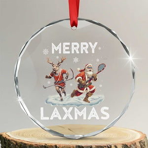 Xmas Lacrosse Crystal Glass Ornament Merry LAXMAS Santa Reindeer Lacrosse Player TS09 Transparent Glass 3'' Circle Print Your Wear