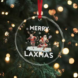 Xmas Lacrosse Crystal Glass Ornament Merry LAXMAS Santa Reindeer Lacrosse Player TS09 Print Your Wear