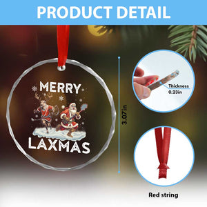 Xmas Lacrosse Crystal Glass Ornament Merry LAXMAS Santa Reindeer Lacrosse Player TS09 Print Your Wear