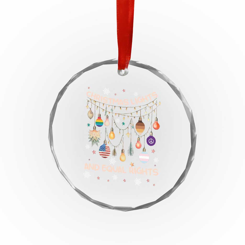 Xmas Lights And Equal Rights LGBTQ Crystal Glass Ornament TS11 Print Your Wear
