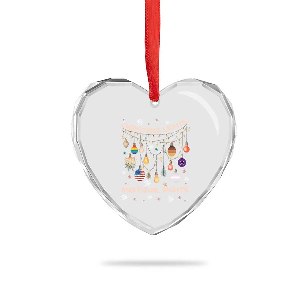 Xmas Lights And Equal Rights LGBTQ Heart Crystal Glass Ornament TS11 Print Your Wear
