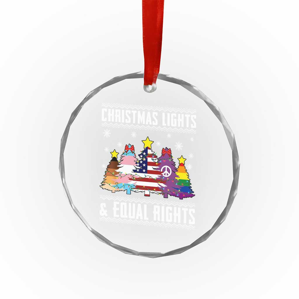 Xmas Lights Equal Rights Ugly Sweater Activism Gift Crystal Glass Ornament TS12 Print Your Wear