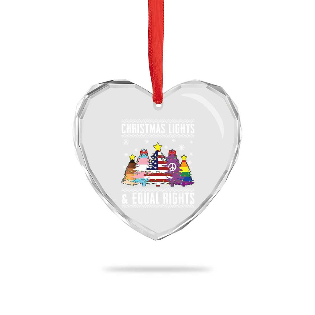 Xmas Lights Equal Rights Ugly Sweater Activism Gift Heart Crystal Glass Ornament TS12 Print Your Wear