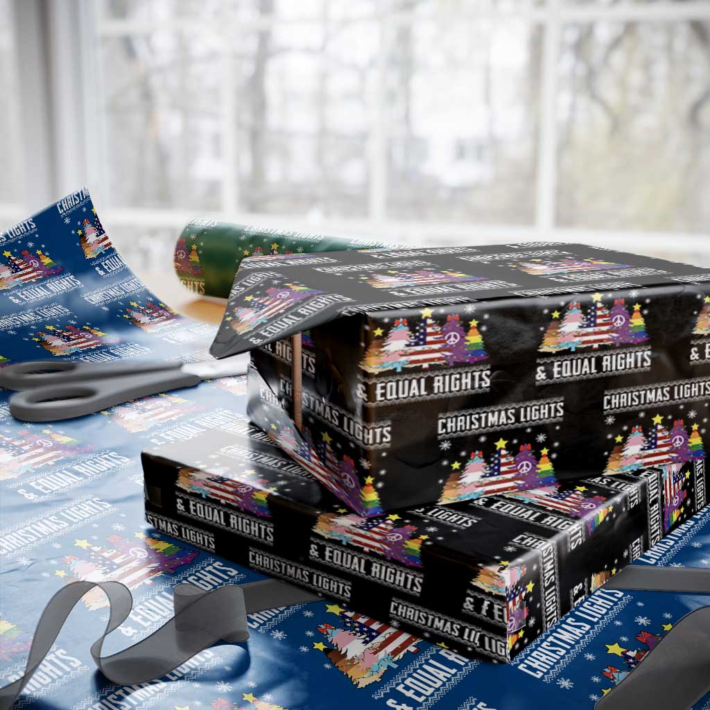 Xmas Lights Equal Rights Ugly Sweater Activism Gift Wrapping Paper Roll TS12 Black Print Your Wear