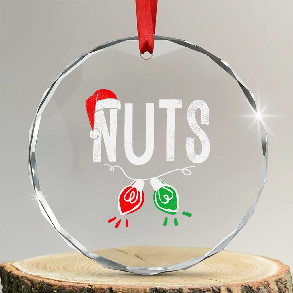 Xmas Matching Couple Crystal Glass Ornament Chestnuts Xmas Funny Nuts TS02 Transparent Glass 3'' Circle Print Your Wear