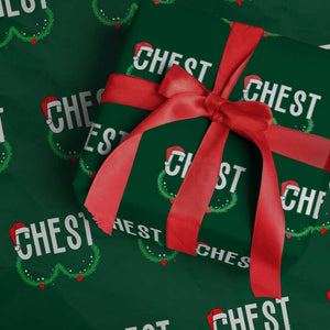 Xmas Matching Couple Wrapping Paper Roll Chestnuts Funny Xmas Chest TS02 Green Print Your Wear