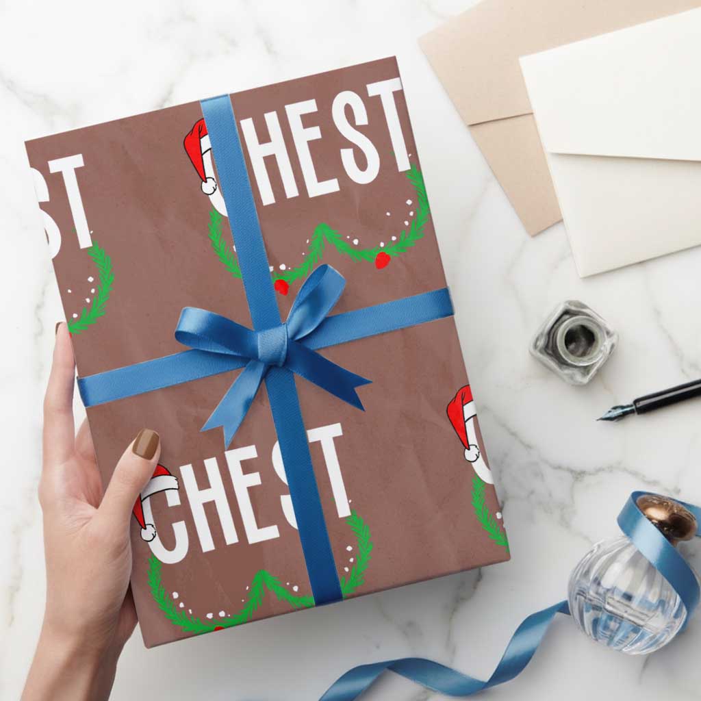 Xmas Matching Couple Wrapping Paper Roll Chestnuts Funny Xmas Chest TS02 Mocha Print Your Wear