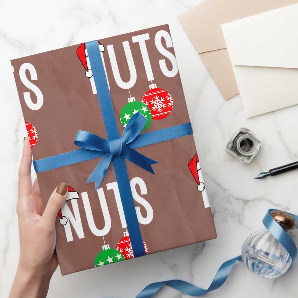 Xmas Matching Couple Wrapping Paper Roll Chestnuts Funny Xmas Nuts TS02 Mocha Print Your Wear
