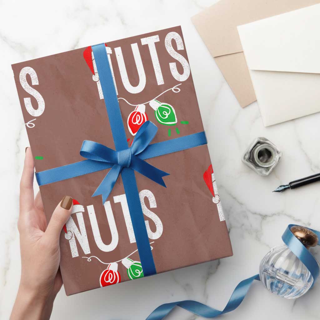 Xmas Matching Couple Wrapping Paper Roll Chestnuts Xmas Funny Nuts TS02 Mocha Print Your Wear