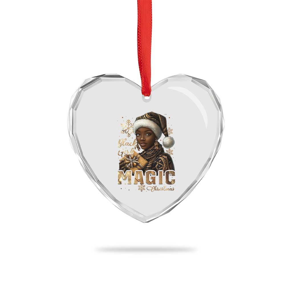 Xmas Melanin Black Girl Magic Heart Crystal Glass Ornament TS09 Print Your Wear