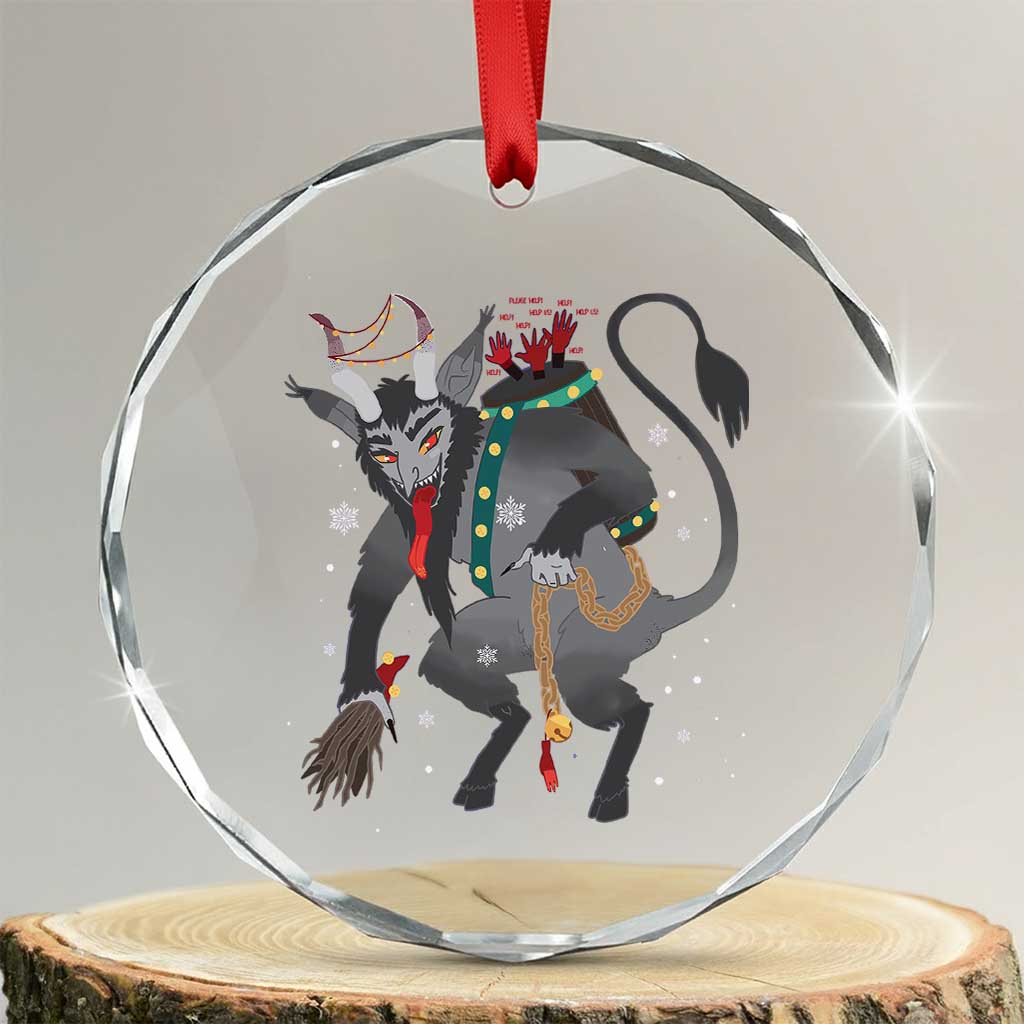 Xmas Merry Krampus Crystal Glass Ornament Naughty Horror Evil Xmas Psychobilly TS02 Transparent Glass 3'' Circle Print Your Wear