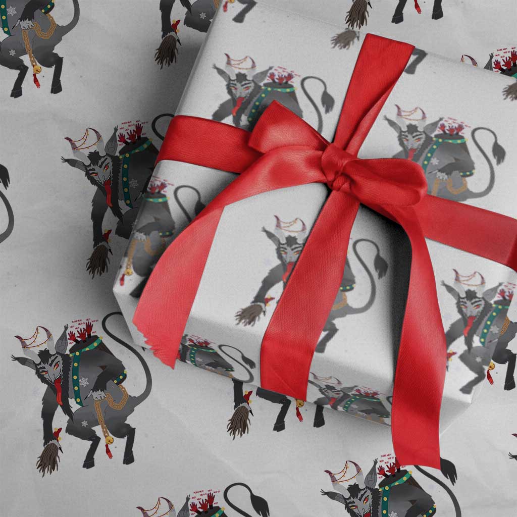 Xmas Merry Krampus Wrapping Paper Roll Naughty Horror Evil Xmas Psychobilly TS02 White Print Your Wear