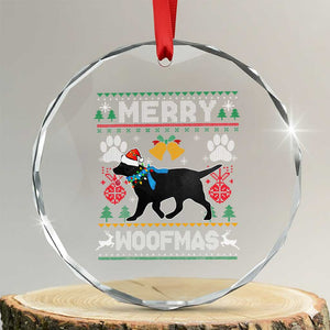 Xmas Merry Woofmas Black Lab Dog Lover Crystal Glass Ornament TS09 Transparent Glass 3'' Circle Print Your Wear