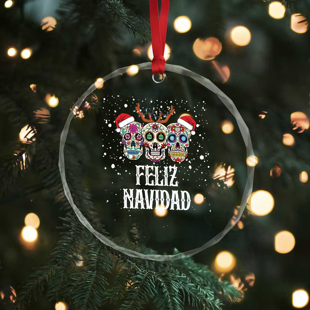 Xmas Mexico Feliz Navidad Crystal Glass Ornament Mexican Sugar Skulls Reindeer Santa TS09 Print Your Wear