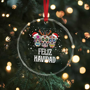 Xmas Mexico Feliz Navidad Crystal Glass Ornament Mexican Sugar Skulls Reindeer Santa TS09 Print Your Wear