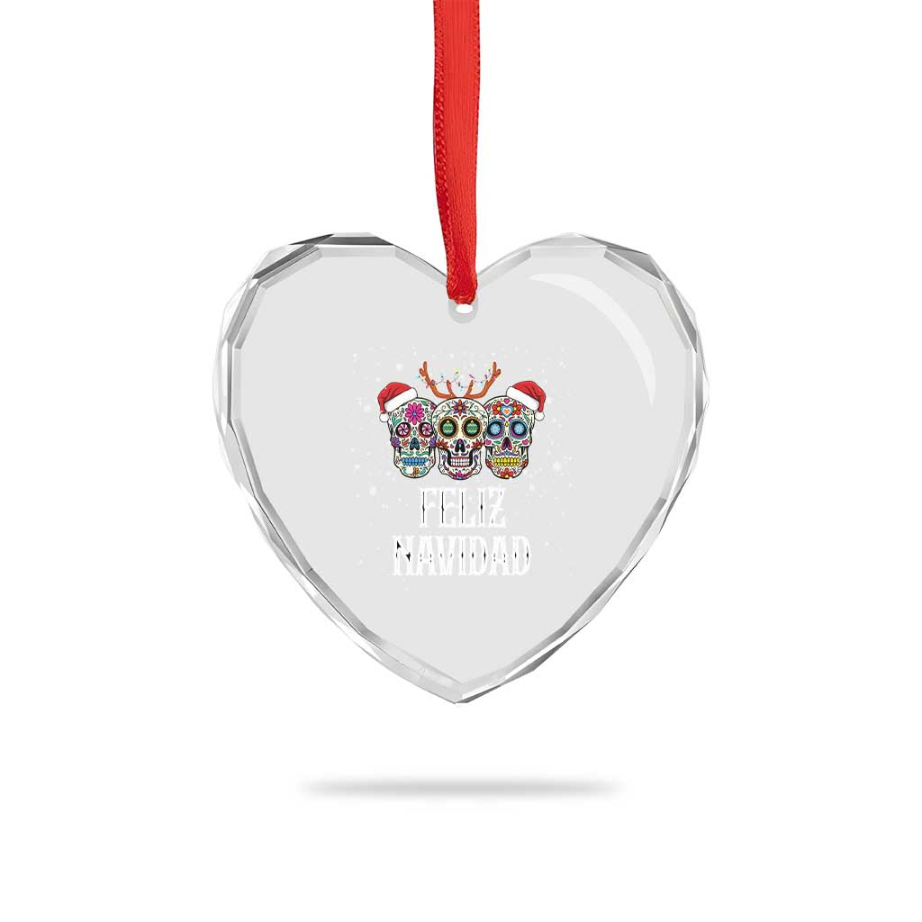 Xmas Mexico Feliz Navidad Heart Crystal Glass Ornament Mexican Sugar Skulls Reindeer Santa TS09 Print Your Wear