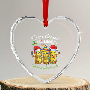 Xmas Mexico Heart Crystal Glass Ornament Tis The Season For Tamales TS09 Transparent Glass 3'' Heart Print Your Wear