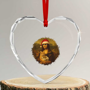Xmas Mona Lisa Heart Crystal Glass Ornament Funny Holiday Kitty Lover TS12 Transparent Glass 3'' Heart Print Your Wear