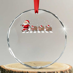 Xmas Moo Deng Crystal Glass Ornament Santa Baby Pygmy Hippo Trendy TS10 Transparent Glass 3'' Circle Print Your Wear