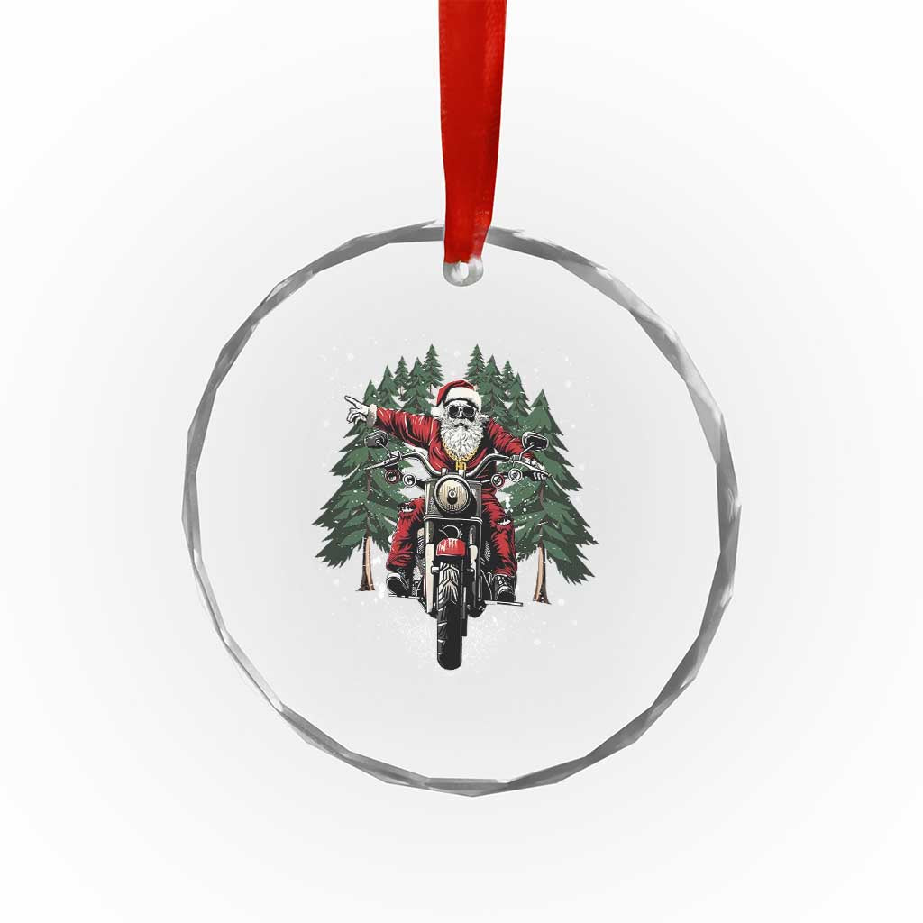 Xmas Motorcycle Crystal Glass Ornament Santa Biker Riding Motorcycle TS10 Print Your Wear