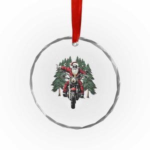 Xmas Motorcycle Crystal Glass Ornament Santa Biker Riding Motorcycle TS10 Print Your Wear