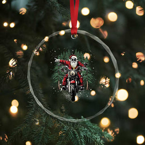 Xmas Motorcycle Crystal Glass Ornament Santa Biker Riding Motorcycle TS10 Print Your Wear