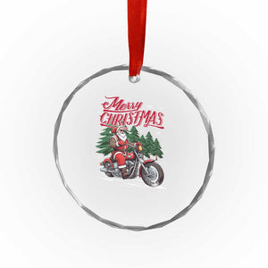 Xmas Motorcycle Santa Crystal Glass Ornament Funny Motorbike Rider Grandpa Merry Xmas TS10 Print Your Wear