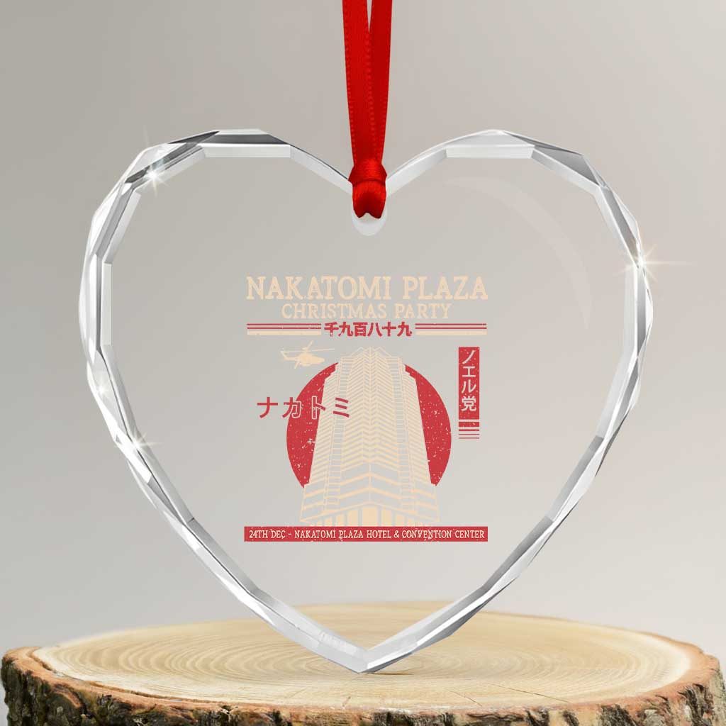 Xmas Nakatomi Plaza Heart Crystal Glass Ornament Xmas Party 1988 Noel Vintage Japanese Style TS11 Transparent Glass 3'' Heart Print Your Wear