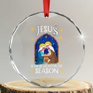 Xmas Nativity Crystal Glass Ornament Jesus Is The Reason For The Season TS09 Transparent Glass 3'' Circle Print Your Wear