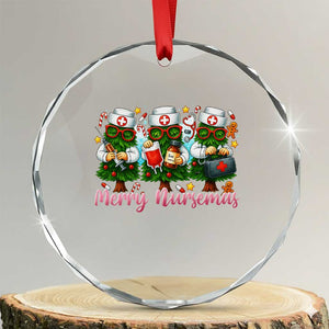 Xmas Nurse Crystal Glass Ornament Funny Merry Nursemas Pine Tree TS12 Transparent Glass 3'' Circle Print Your Wear