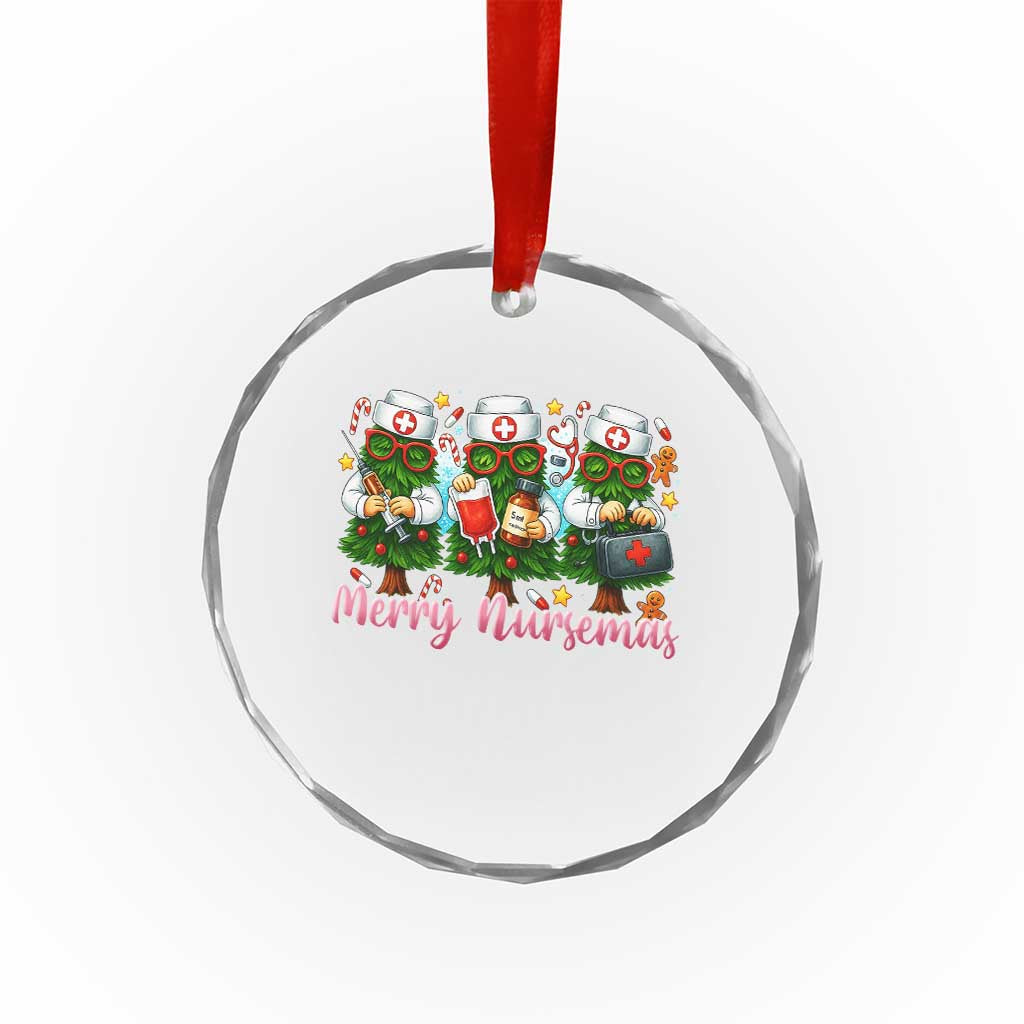 Xmas Nurse Crystal Glass Ornament Funny Merry Nursemas Pine Tree TS12 Transparent Glass 3'' Circle Print Your Wear
